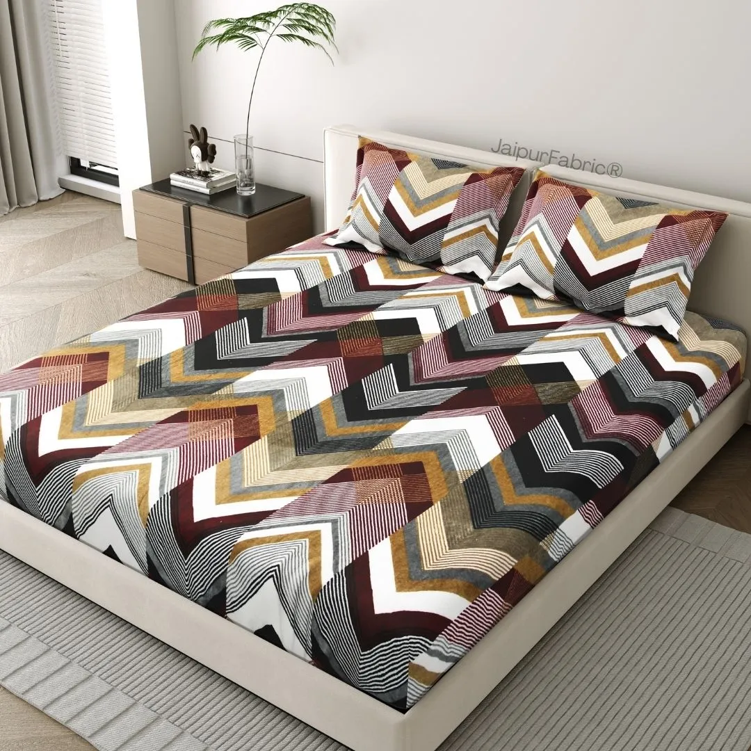 Zigzag Elegance Cozy Winter Nights Woolen Double Bedsheet