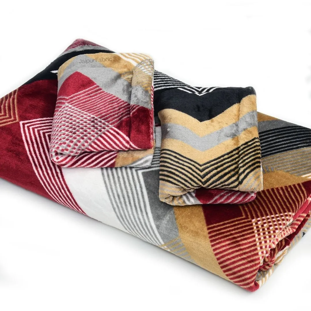 Zigzag Elegance Cozy Winter Nights Woolen Double Bedsheet