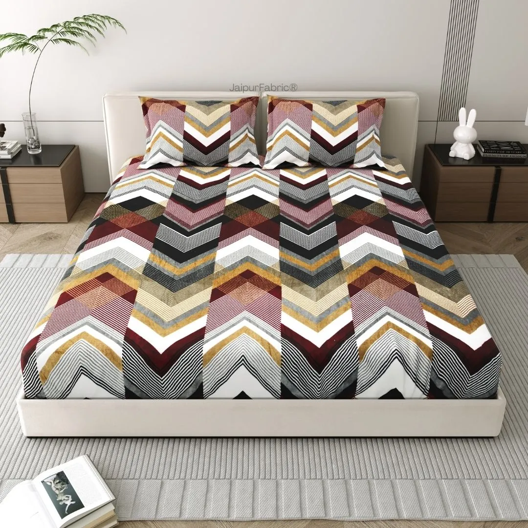 Zigzag Elegance Cozy Winter Nights Woolen Double Bedsheet